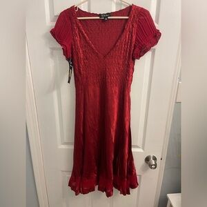 S.L. Fashions Red Pleated Holiday Dress
